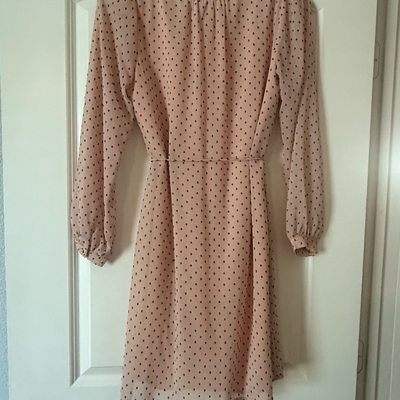 Pink Long Sleeve Crew Neck Sundress - Picture 2 of 2